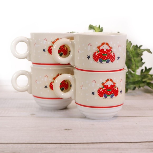 Vintage 1980 Noritake Epoch HOLIDAY JOY Mug Set 4Pc 8200 Doll Christmas - Picture 3 of 11